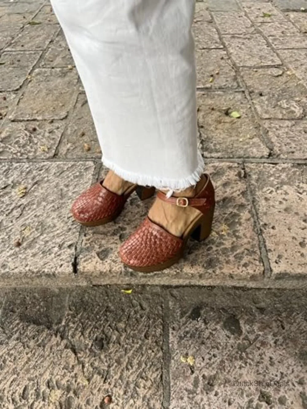 Handmade Leather Huarache Wedge Sandals Ankle Strap Platform